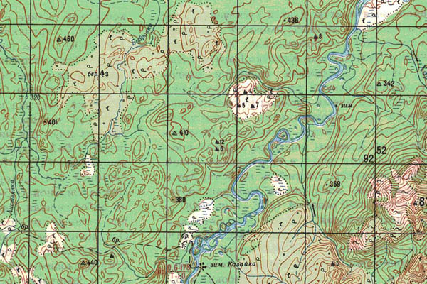 Уменьшенный фрагмент представленной топографической карты O-49-16 - Trasa.ru