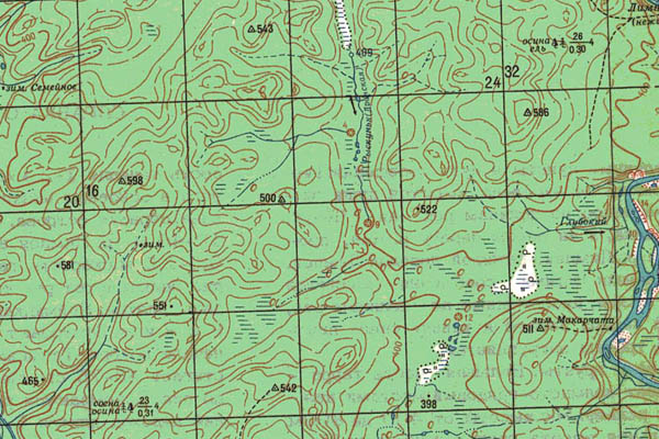Уменьшенный фрагмент представленной топографической карты O-49-20 - Trasa.ru