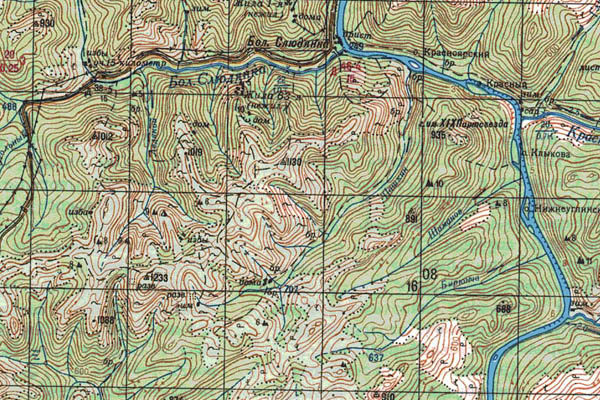 Уменьшенный фрагмент представленной топографической карты O-49-23 - Trasa.ru