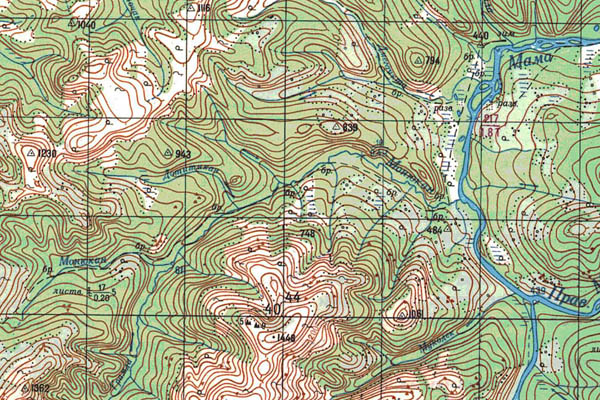 Уменьшенный фрагмент представленной топографической карты O-49-28 - Trasa.ru