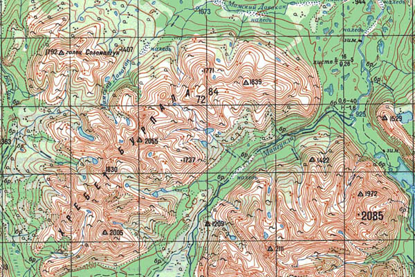 Уменьшенный фрагмент представленной топографической карты O-49-33 - Trasa.ru