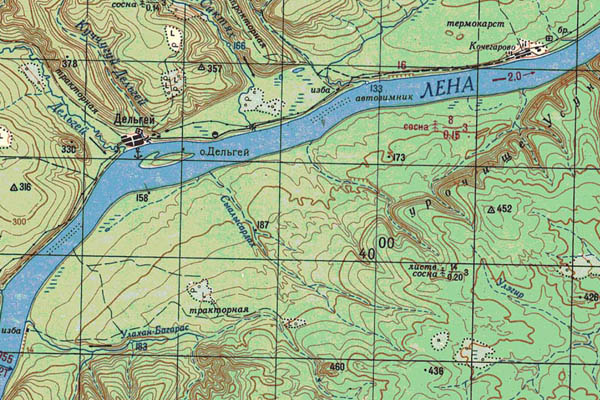 Уменьшенный фрагмент представленной топографической карты O-50-05 - Trasa.ru