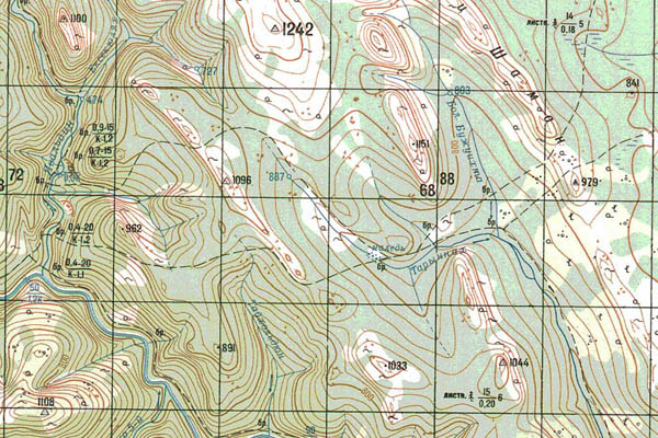 Уменьшенный фрагмент представленной топографической карты O-50-09 - Trasa.ru