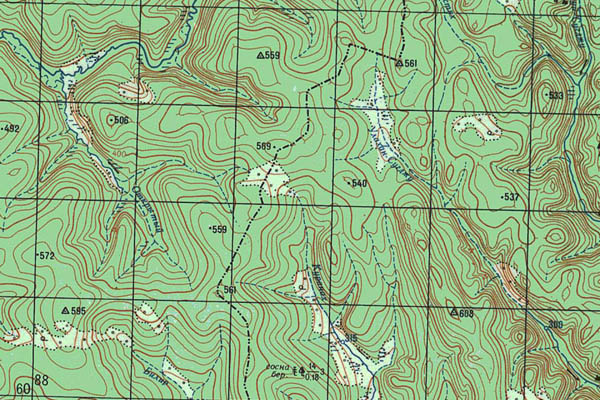 Уменьшенный фрагмент представленной топографической карты O-50-11 - Trasa.ru