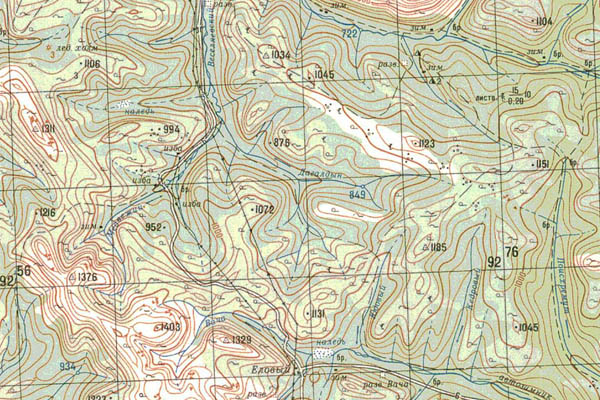 Уменьшенный фрагмент представленной топографической карты O-50-13 - Trasa.ru