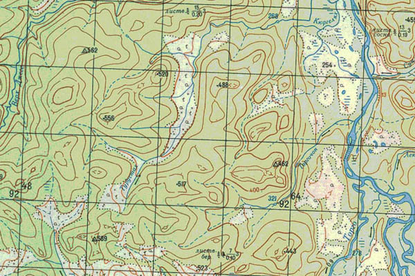 Уменьшенный фрагмент представленной топографической карты O-50-18 - Trasa.ru