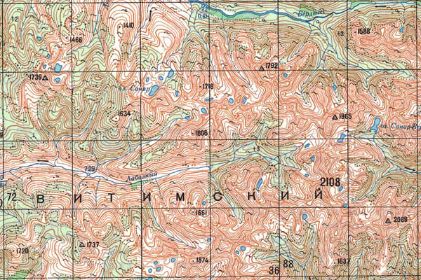 Уменьшенный фрагмент представленной топографической карты O-50-27 - Trasa.ru