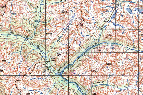 Уменьшенный фрагмент представленной топографической карты O-50-28 - Trasa.ru