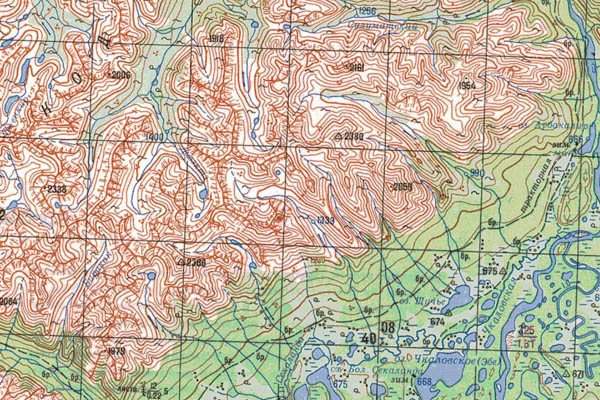 Уменьшенный фрагмент представленной топографической карты O-50-29 - Trasa.ru