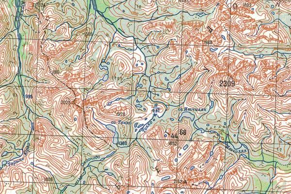 Уменьшенный фрагмент представленной топографической карты O-50-30 - Trasa.ru