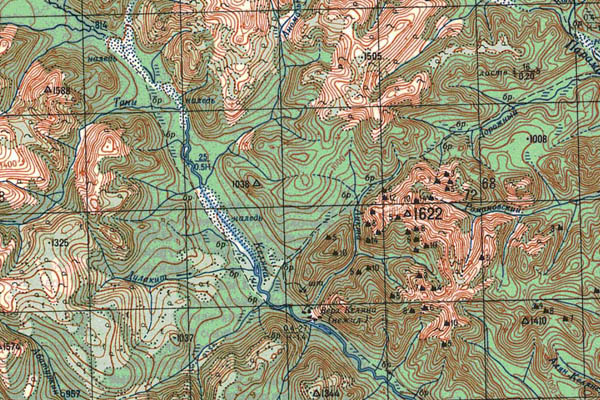 Уменьшенный фрагмент представленной топографической карты O-50-31 - Trasa.ru