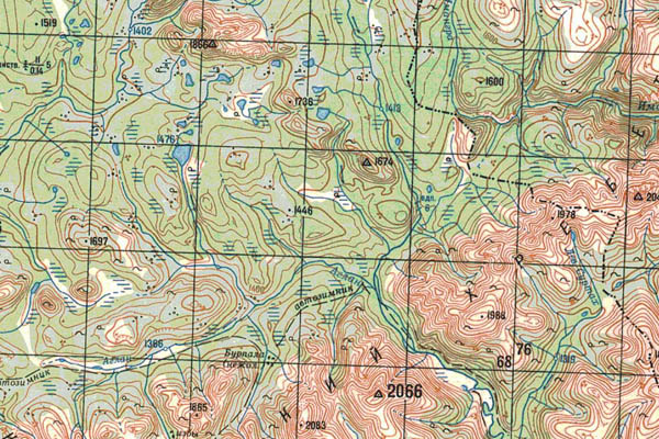 Уменьшенный фрагмент представленной топографической карты O-50-36 - Trasa.ru