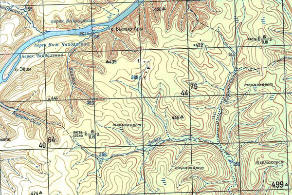 Уменьшенный фрагмент представленной топографической карты O-51-01 - Trasa.ru