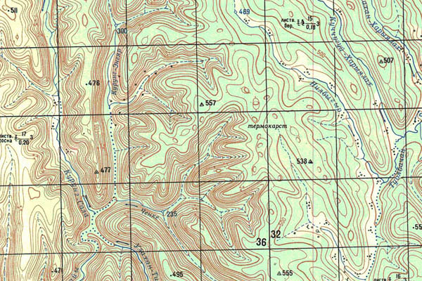 Уменьшенный фрагмент представленной топографической карты O-51-02 - Trasa.ru