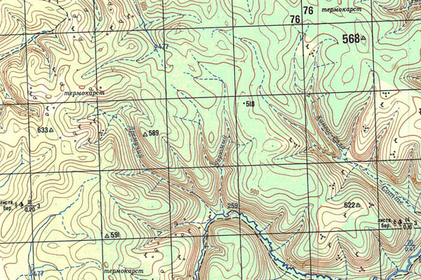 Уменьшенный фрагмент представленной топографической карты O-51-07 - Trasa.ru