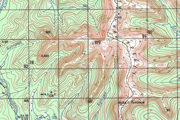 Уменьшенный фрагмент представленной топографической карты O-51-15 - Trasa.ru