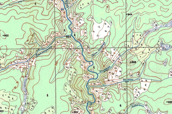Уменьшенный фрагмент представленной топографической карты O-51-21 - Trasa.ru