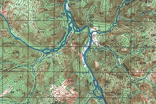 Уменьшенный фрагмент представленной топографической карты O-51-22 - Trasa.ru