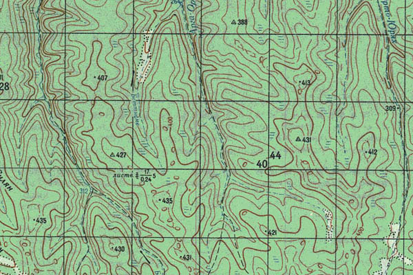 Уменьшенный фрагмент представленной топографической карты O-52-04 - Trasa.ru
