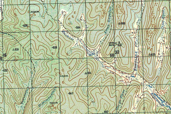Уменьшенный фрагмент представленной топографической карты O-52-08 - Trasa.ru