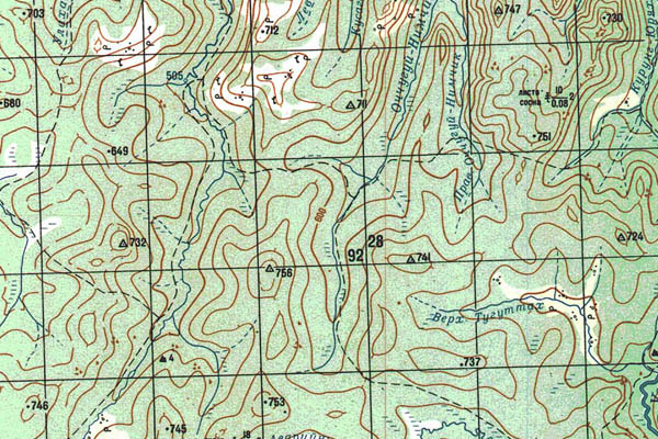 Уменьшенный фрагмент представленной топографической карты O-52-14 - Trasa.ru
