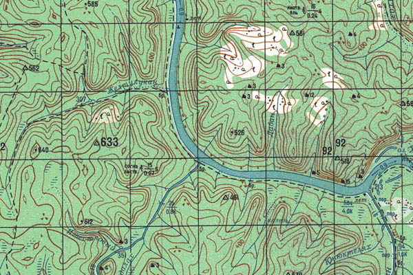 Уменьшенный фрагмент представленной топографической карты O-52-15 - Trasa.ru