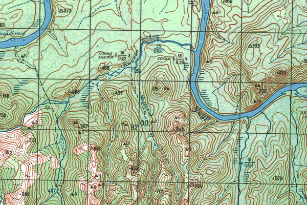 Уменьшенный фрагмент представленной топографической карты O-52-17 - Trasa.ru
