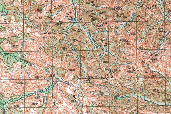 Уменьшенный фрагмент представленной топографической карты O-52-21 - Trasa.ru
