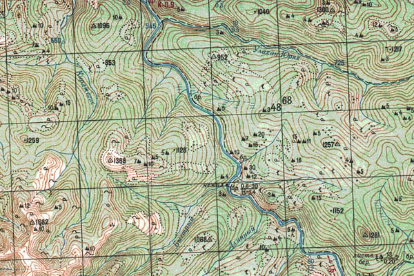 Уменьшенный фрагмент представленной топографической карты O-52-25 - Trasa.ru