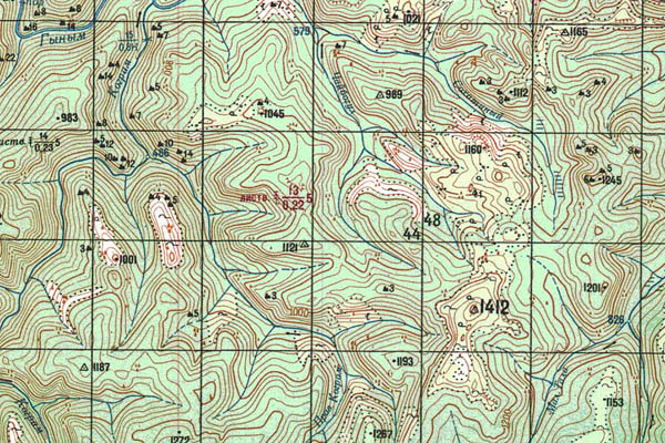 Уменьшенный фрагмент представленной топографической карты O-52-28 - Trasa.ru