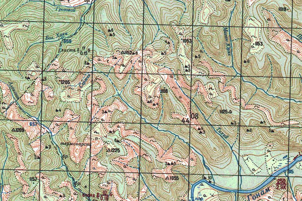 Уменьшенный фрагмент представленной топографической карты O-52-29 - Trasa.ru