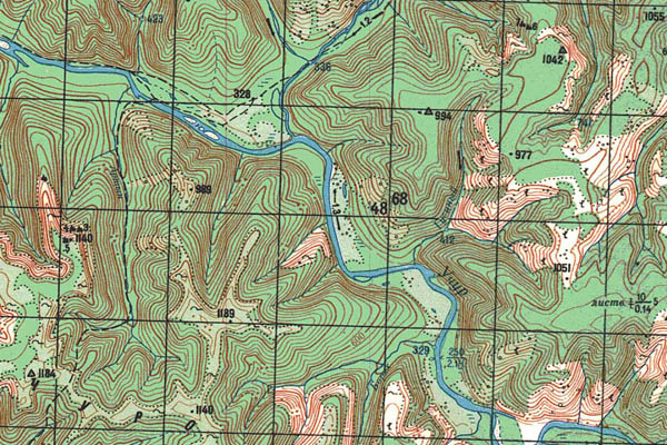 Уменьшенный фрагмент представленной топографической карты O-52-30 - Trasa.ru