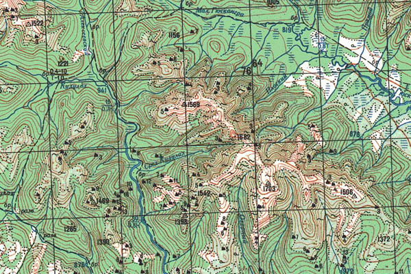 Уменьшенный фрагмент представленной топографической карты O-52-31 - Trasa.ru