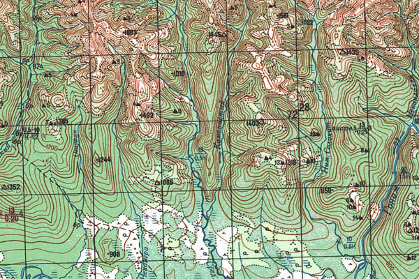 Уменьшенный фрагмент представленной топографической карты O-52-32 - Trasa.ru