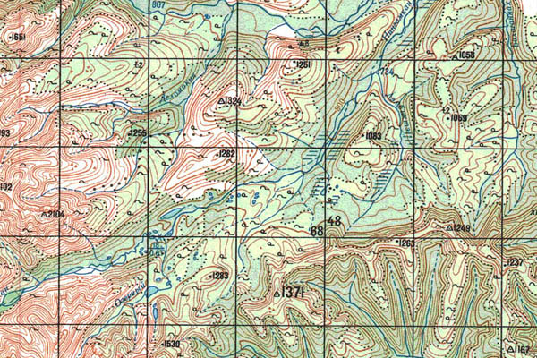 Уменьшенный фрагмент представленной топографической карты O-52-34 - Trasa.ru