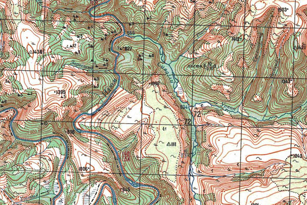 Уменьшенный фрагмент представленной топографической карты O-52-36 - Trasa.ru