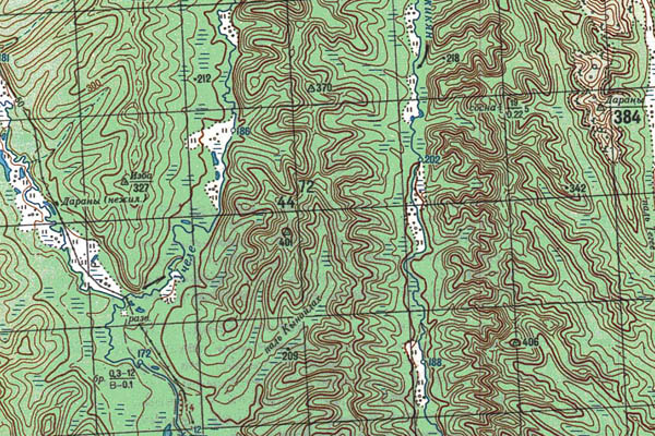 Уменьшенный фрагмент представленной топографической карты O-53-01 - Trasa.ru