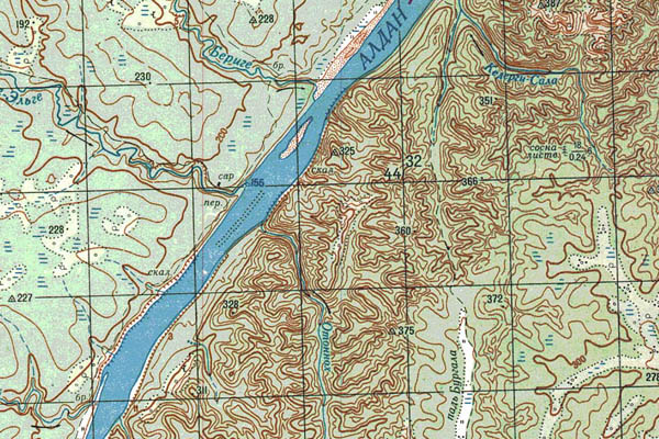 Уменьшенный фрагмент представленной топографической карты O-53-02 - Trasa.ru