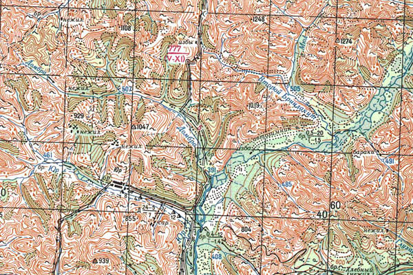 Уменьшенный фрагмент представленной топографической карты O-53-06 - Trasa.ru