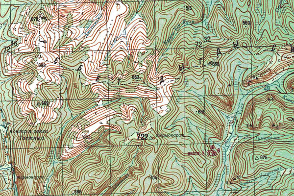 Уменьшенный фрагмент представленной топографической карты O-53-08 - Trasa.ru