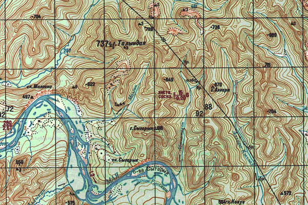 Уменьшенный фрагмент представленной топографической карты O-53-15 - Trasa.ru