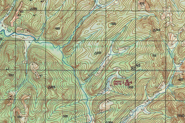Уменьшенный фрагмент представленной топографической карты O-53-16 - Trasa.ru
