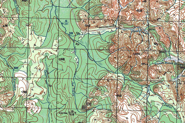 Уменьшенный фрагмент представленной топографической карты O-53-17 - Trasa.ru