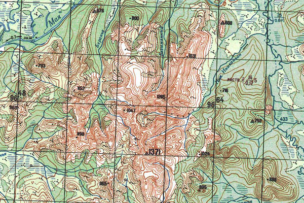 Уменьшенный фрагмент представленной топографической карты O-53-18 - Trasa.ru