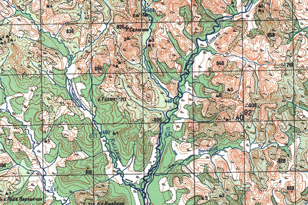 Уменьшенный фрагмент представленной топографической карты O-54-03 - Trasa.ru