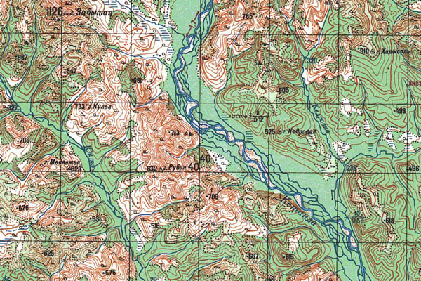Уменьшенный фрагмент представленной топографической карты O-54-04 - Trasa.ru
