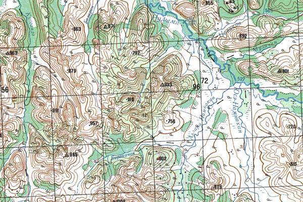 Уменьшенный фрагмент представленной топографической карты O-54-13 - Trasa.ru