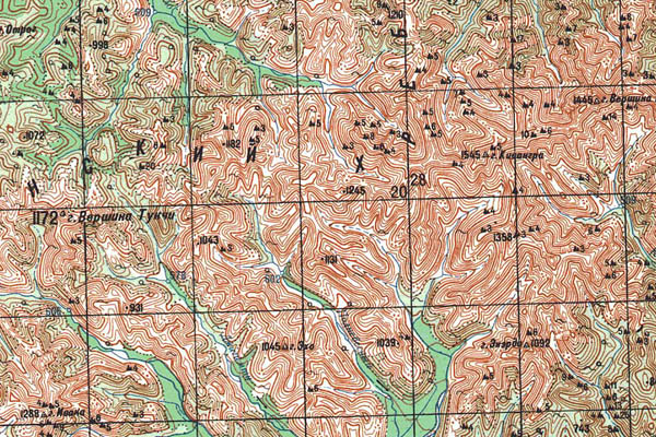 Уменьшенный фрагмент представленной топографической карты O-54-20 - Trasa.ru