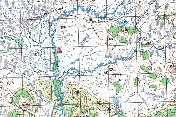 Уменьшенный фрагмент представленной топографической карты O-55-02 - Trasa.ru