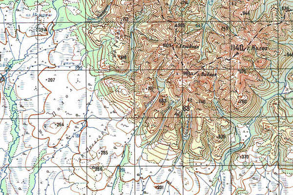 Уменьшенный фрагмент представленной топографической карты O-55-03 - Trasa.ru